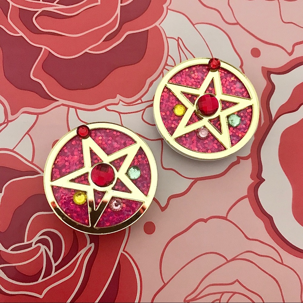 Sailor Moon rose red pentagram pop socket